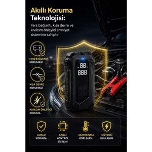 Portable Q18B 18.000 mAh Akü Takviye Cihazı & Hava Kompresörü