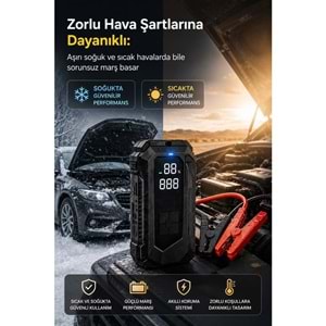 Portable Q18B 18.000 mAh Akü Takviye Cihazı & Hava Kompresörü