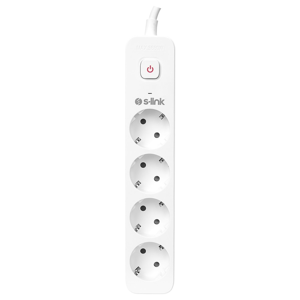 S-link SPG401S 1.5m 1.5mm 100% Bakır 750 Joule 4 lü Anahtarlı Akım Korumalı Priz