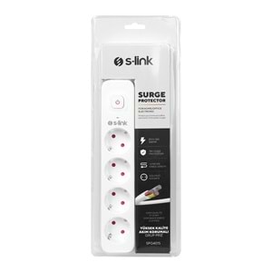 S-link SPG401S 1.5m 1.5mm 100% Bakır 750 Joule 4 lü Anahtarlı Akım Korumalı Priz