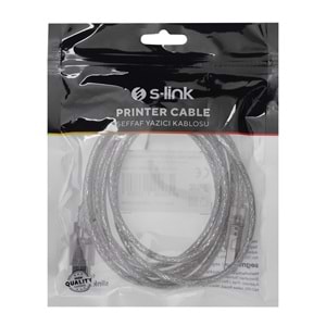 S-link SL-U2020 Usb2.0 2m Şeffaf Yazıcı Kablo