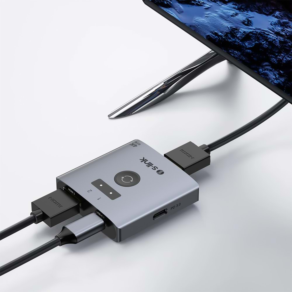 S-link SL-LU602 2 Port 4K 60HZ HDMI Çift Yönlü Switch
