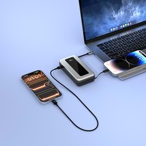 S-link IP-G20M 20000mAh PD65W Makaralı Siyah LCD Taşınabilir Pil Şarj Cihazı Powerbank