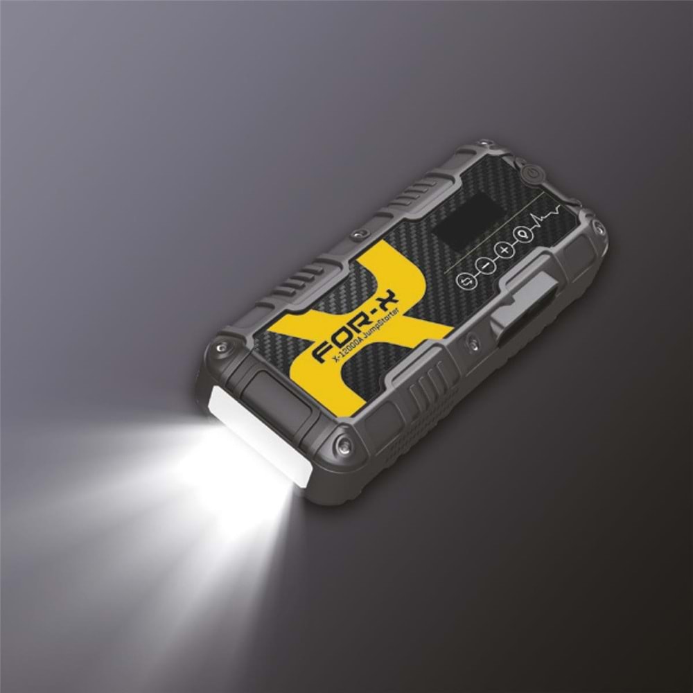 For-X X-12000A Powerbank Taşınabilir Şarjlı Jump Starter Lastik Şişirici Akü Takviyesi Şarj Seti