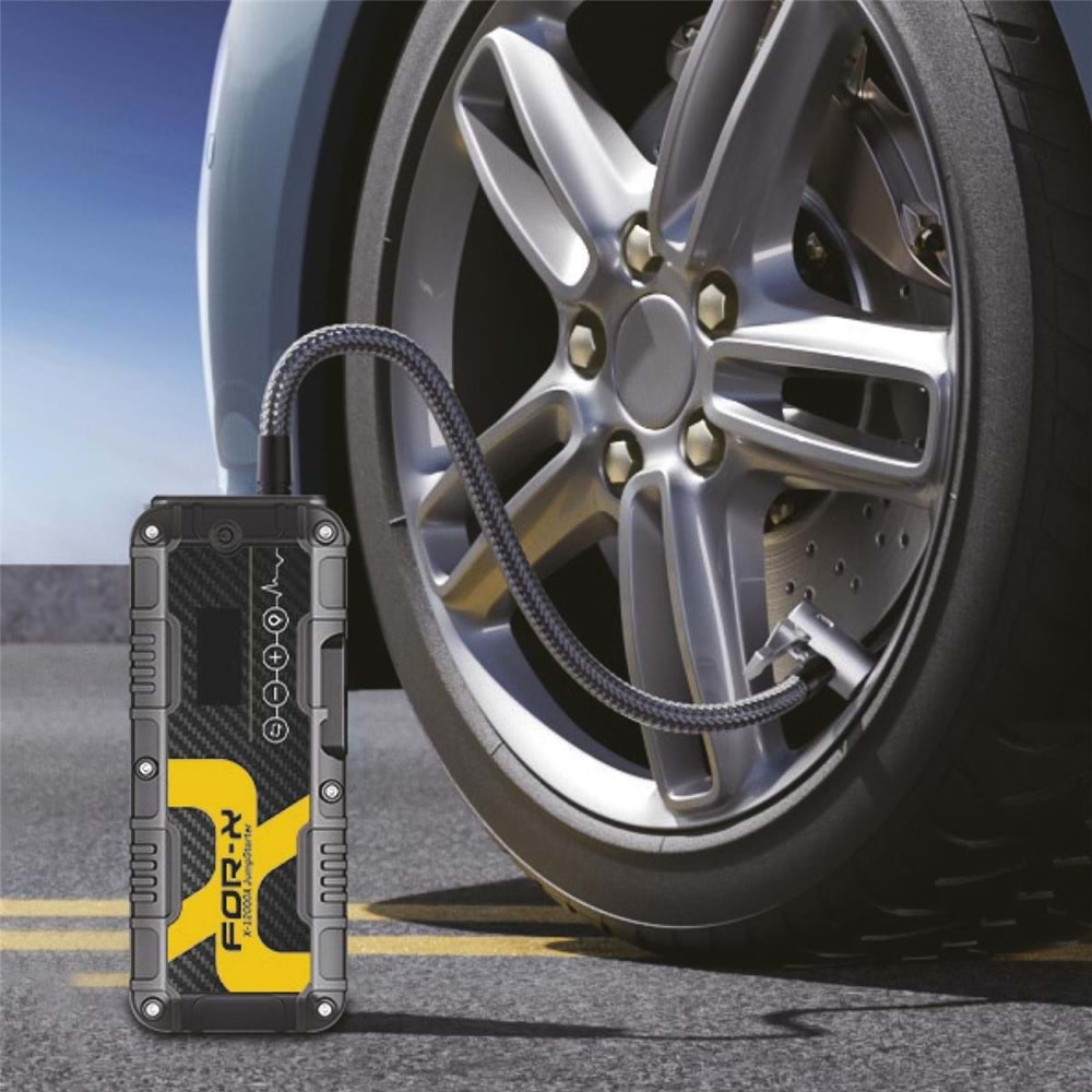 For-X X-12000A Powerbank Taşınabilir Şarjlı Jump Starter Lastik Şişirici Akü Takviyesi Şarj Seti