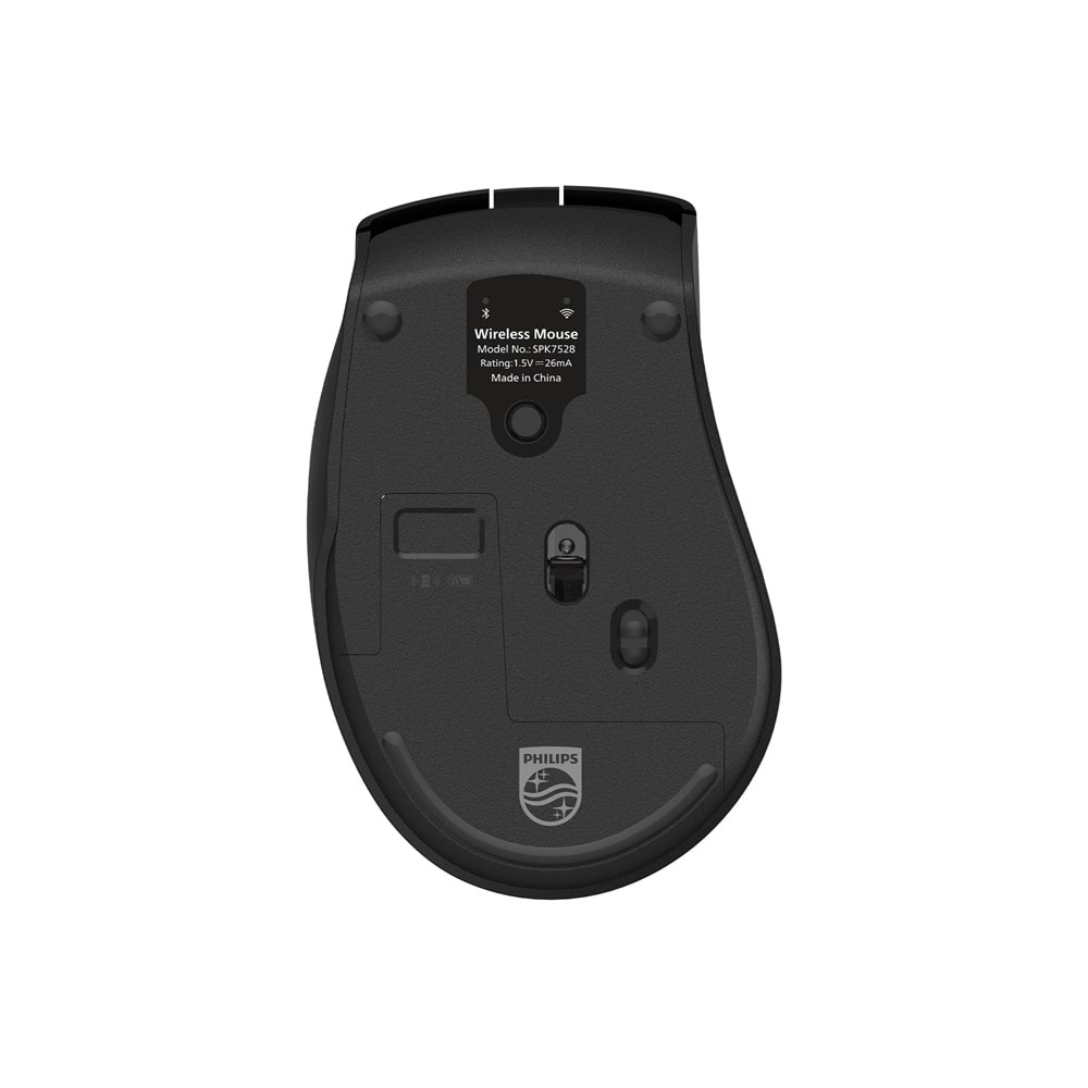 Phılıps SPK7528B Dual Mod 2.4 GHz + Bluetooth 1600DPI Ergonomik Sessiz Optik Mouse Siyah