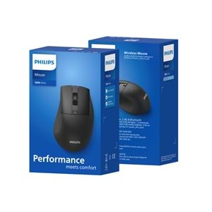 Phılıps SPK7528B Dual Mod 2.4 GHz + Bluetooth 1600DPI Ergonomik Sessiz Optik Mouse Siyah