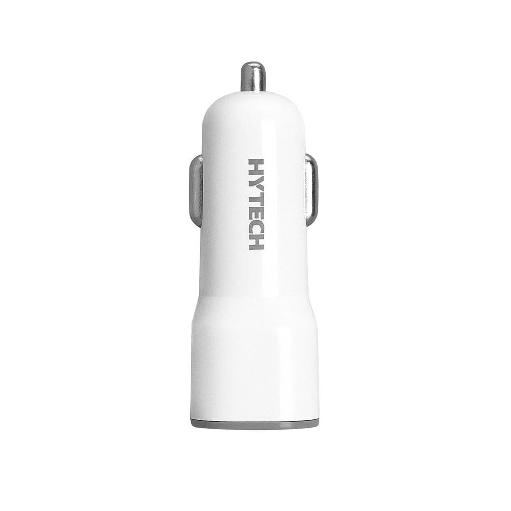 Hytech HY-X46 Type-C Kablolu 3.4A Hızlı Şarj 2 USB Beyaz Araç Şarj Cihazı