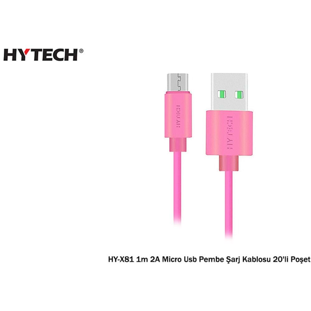 Hytech HY-X81 1m 2A Micro Usb Şarj Kablosu Poşetli
