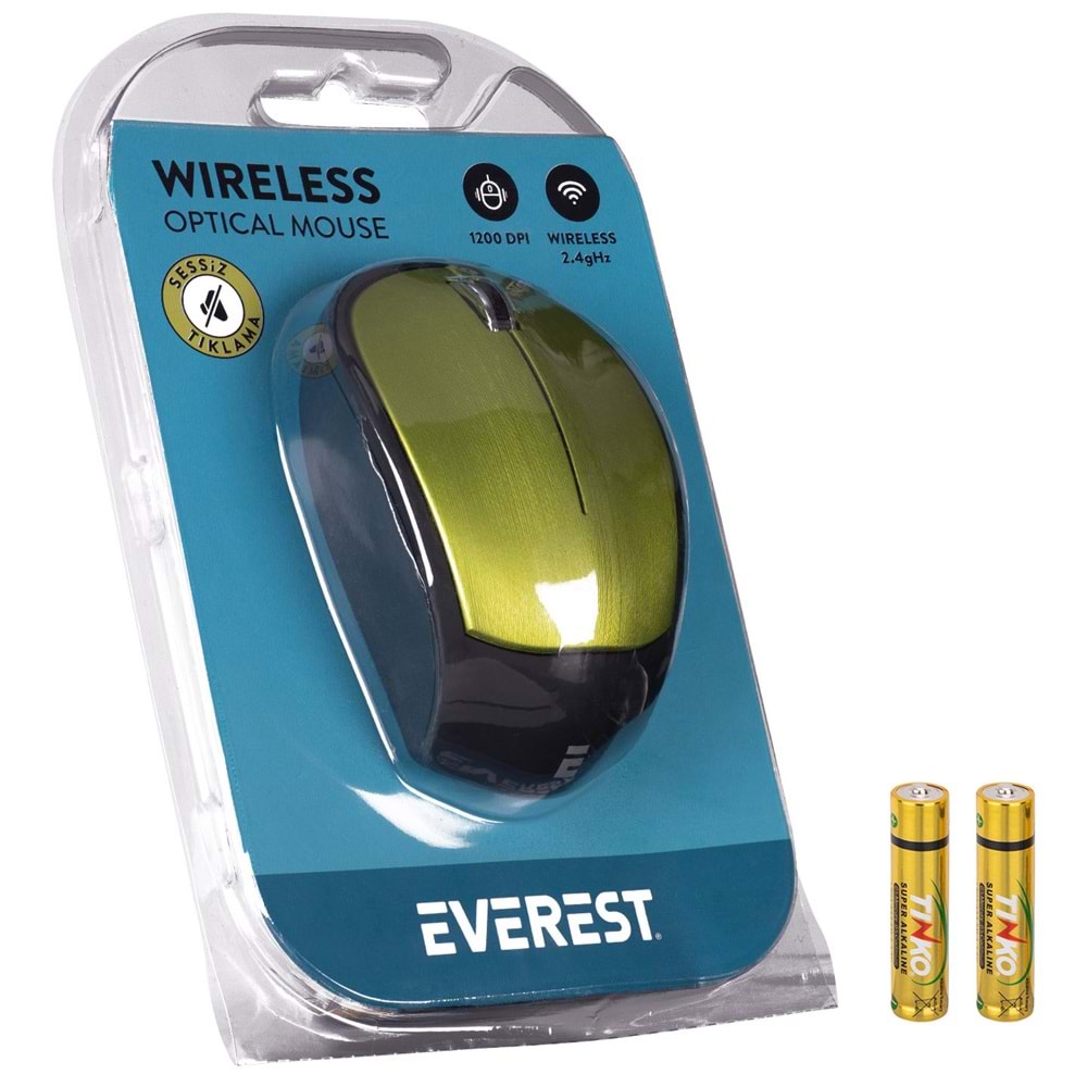 Everest SM-340 Usb 3D Optik Süper Sessiz Alkalin Pilli Kablosuz Mouse