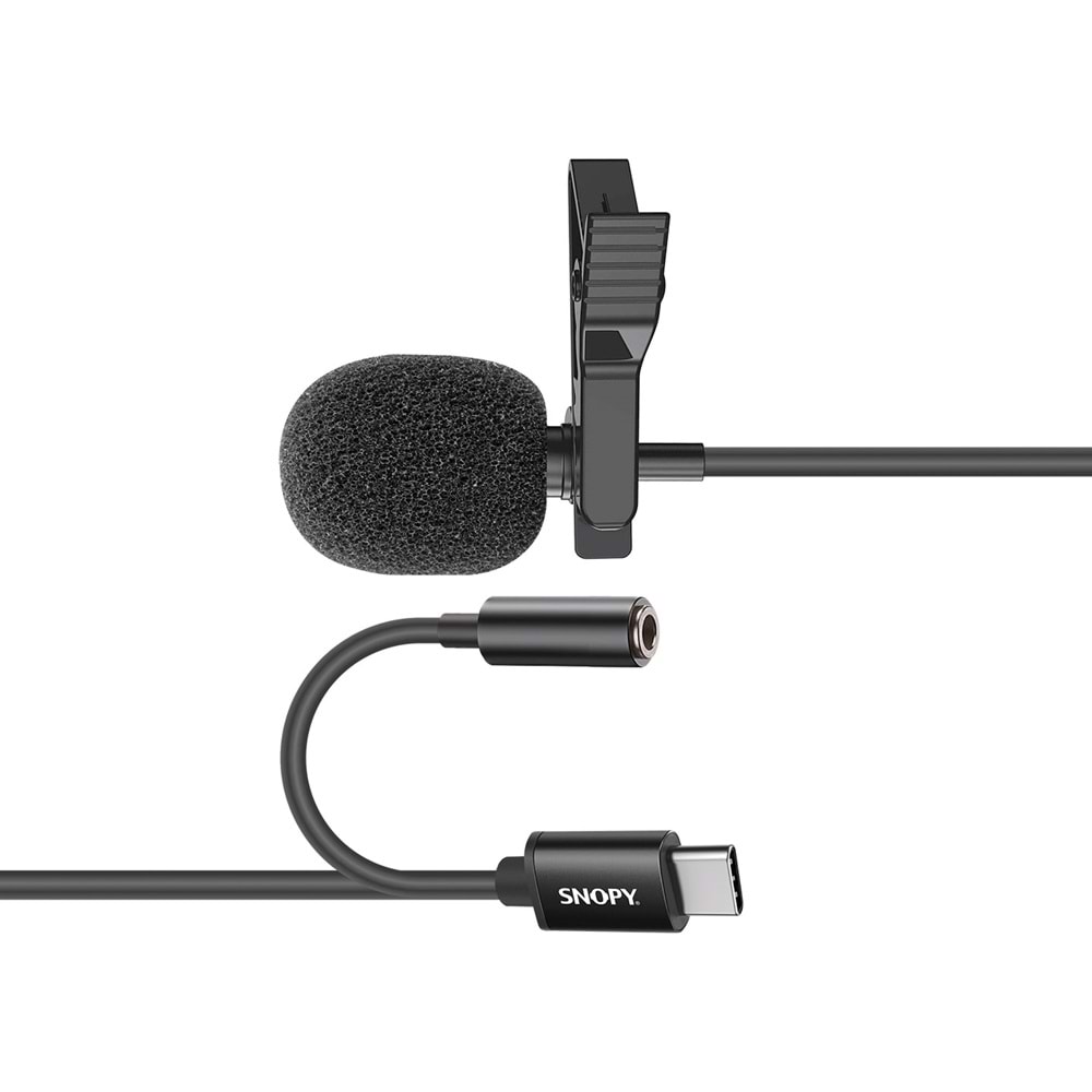 Snopy SN-MTK45 Siyah TypeC Tik-Tok Akıllı Telefon Kulaklık Çıkışlı Yaka Mikrofonu