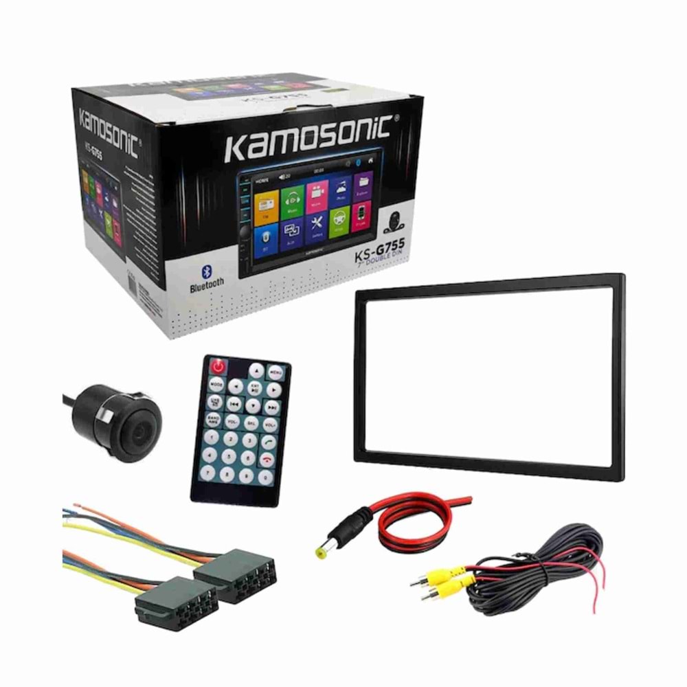 Kamosonic KS-G755 7 İnç Double CARPLAY/USB/SD/BT/FM Oto Teyp Kamera Hediye