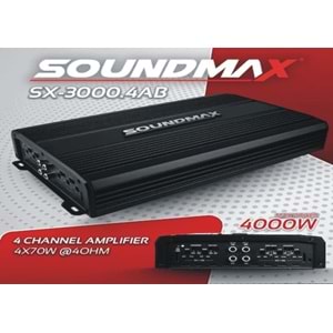 Soundmax SX-3000.4AB 4000 Watt 4 Kanal Oto Anfi