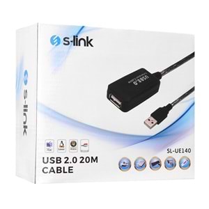 S-link SL-UE140 Usb2.0 20m Şeffaf Uzatma Kablo