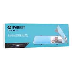 Everest EVERCAR X03 4.7 inch Ekran 120 Lens Açısı 720P/1080P Dikiz Aynası Ön/Arka Araç İçi Kamera