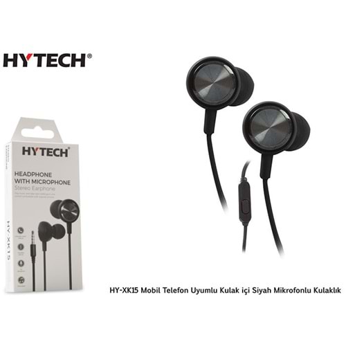 Hytech HY-XK15 Mobil Telefon Uyumlu Kulak içi Siyah Mikrofonlu Kulaklık